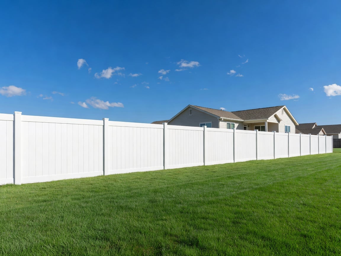 White vinyl privacy fence